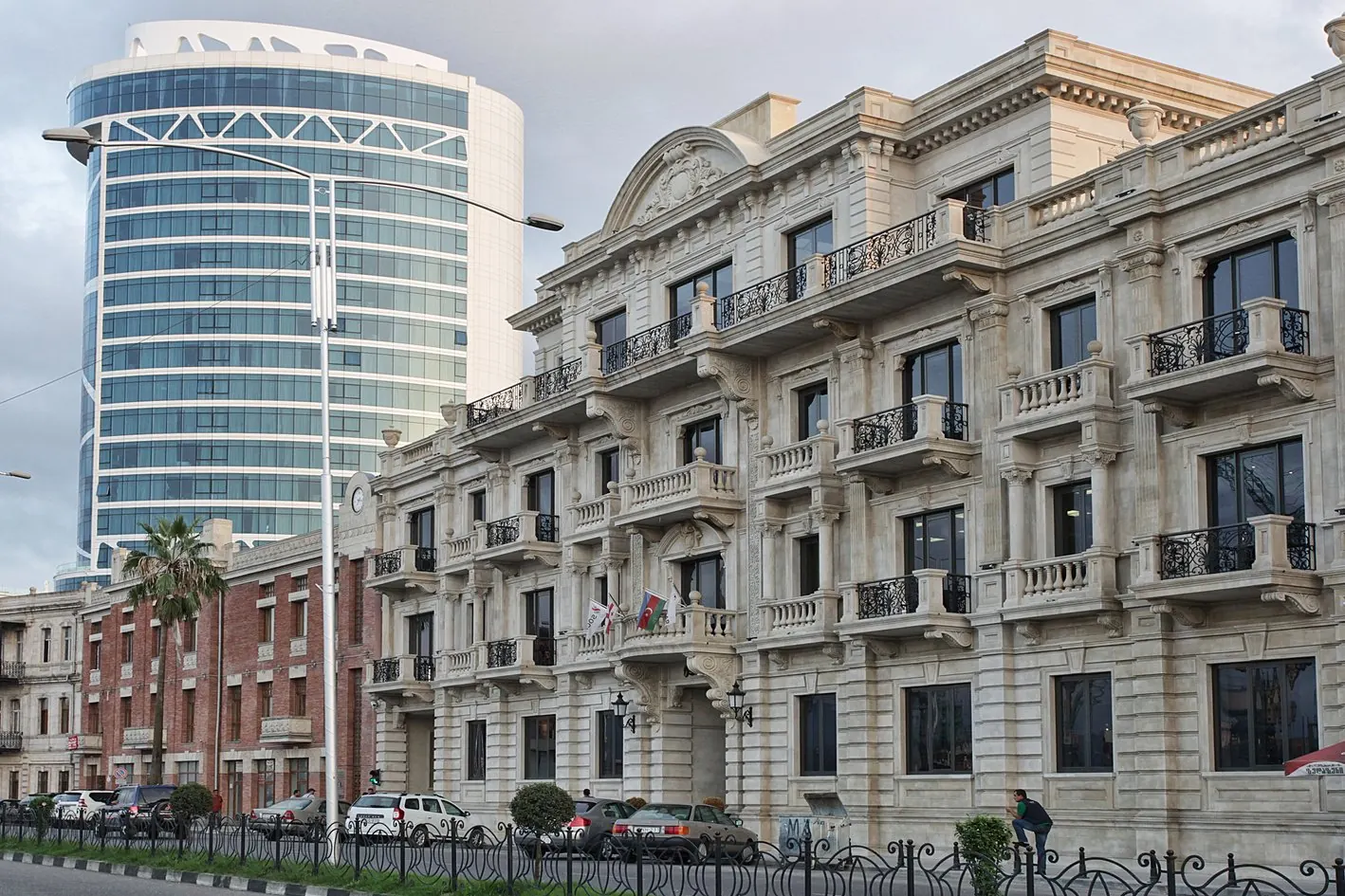 SOCAR Georgia Office — SOCAR Georgia regional office building corner facade and streetscape along Baku Avenue