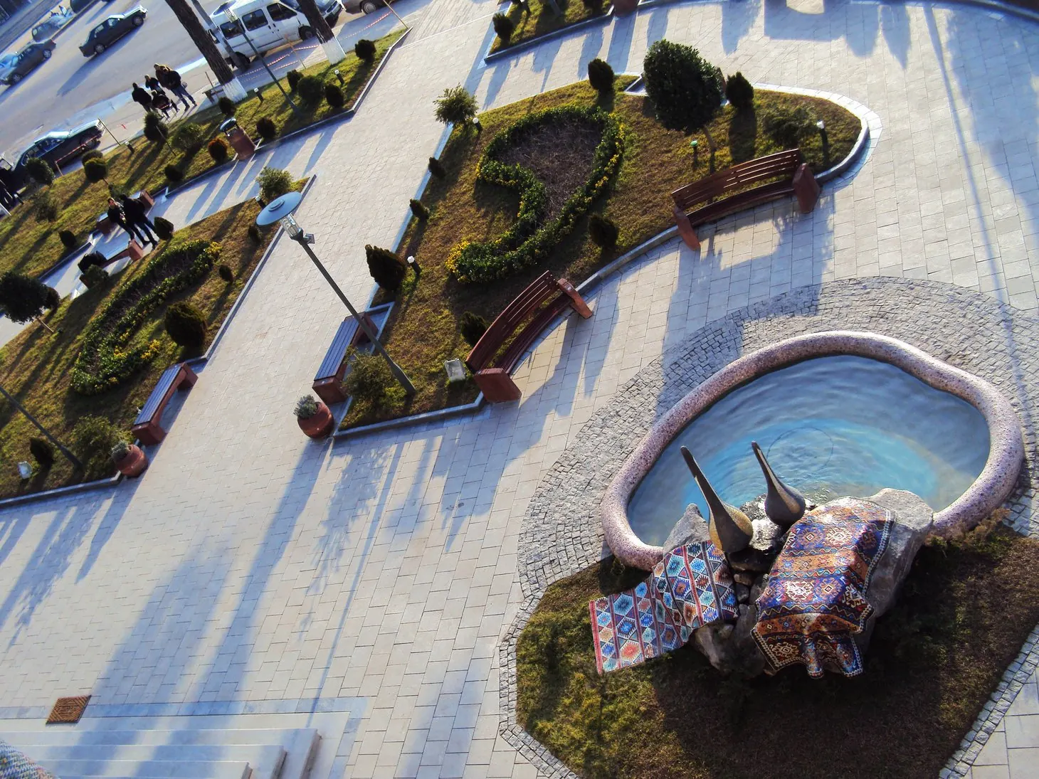 Azerbaijan Cultural Center — Tea House — Courtyard approach, garden integration, and outdoor social gathering terrace