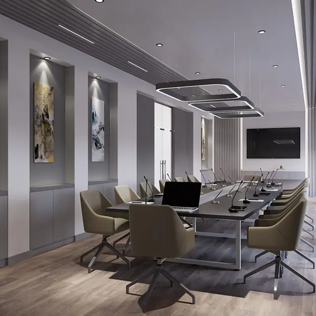 Office Interior Design — Private executive lounge with bespoke leather armchairs and artistic acoustic wood wall