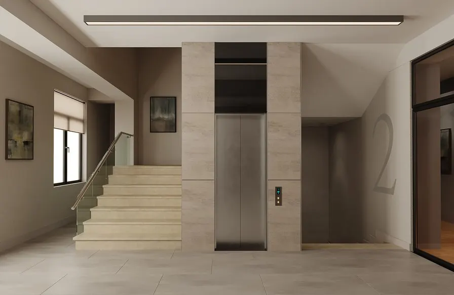 Office Interior Design — Modern open-plan workspace with modular desks and contemporary ceiling baffles