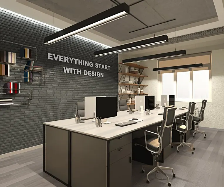 Office Interior Design — Employee refreshment station and social pantry with sleek modern cabinetry